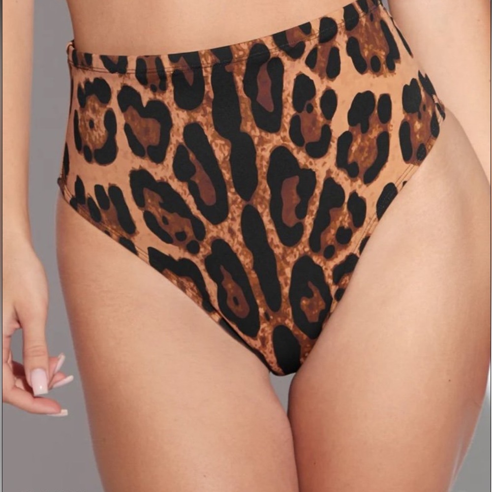 Ta3 leopard Print High-Waisted kini Bottoms new with tags